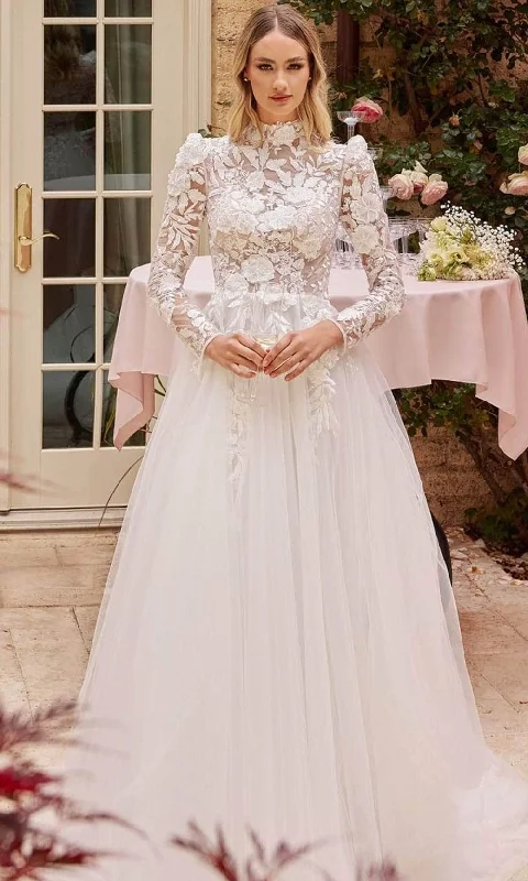 Stylish Savings Cinderella Divine CDS433W - Bridal Gown with Long Sleeves and Lace Appliques