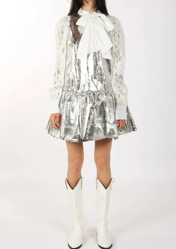 Fashion Sale Metallic Mini Dress In Silver