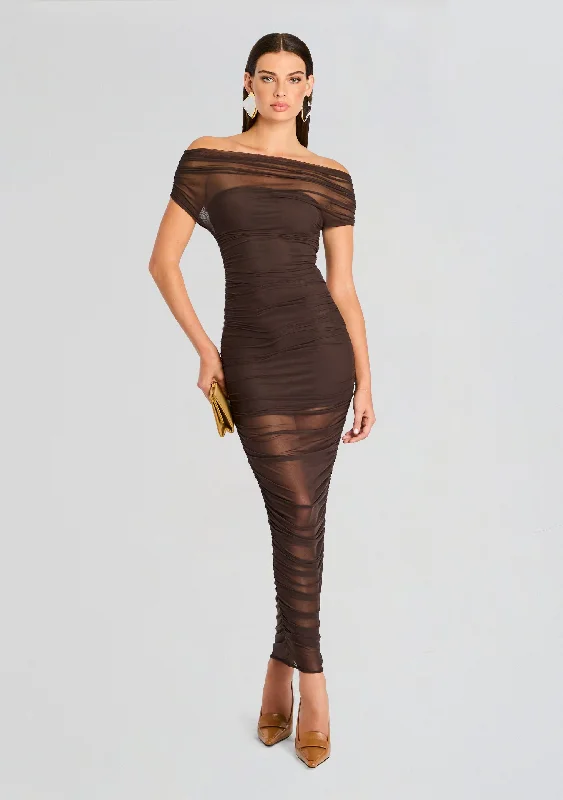 Trendy Street Style Attire Noel Mesh Midi Dress