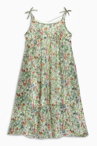 Casual Chic Next Green Floral Younger Girls Dress