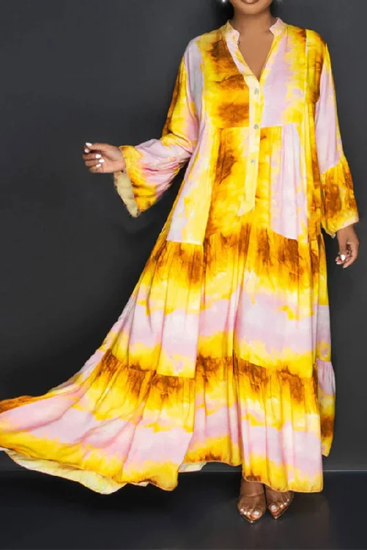 Fashion-Forward Outfits Tie Dye Laid Back Tiered Maxi Dress