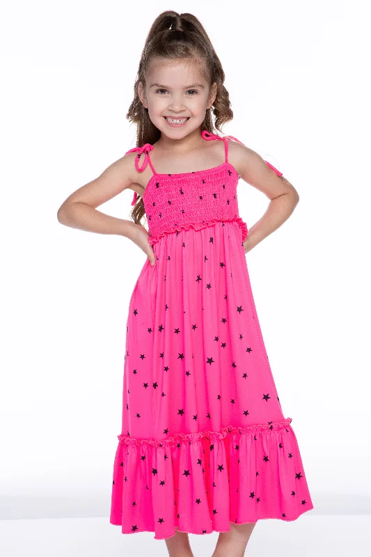 Special Offer For You Simply Soft Smocked Tiered Maxi Dress - Neon Fruit Punch Stars