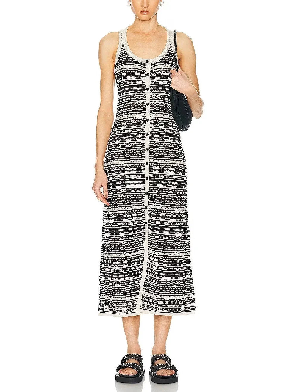 Trend Alert Knit Multicolor Sleeveless Maxi Dress