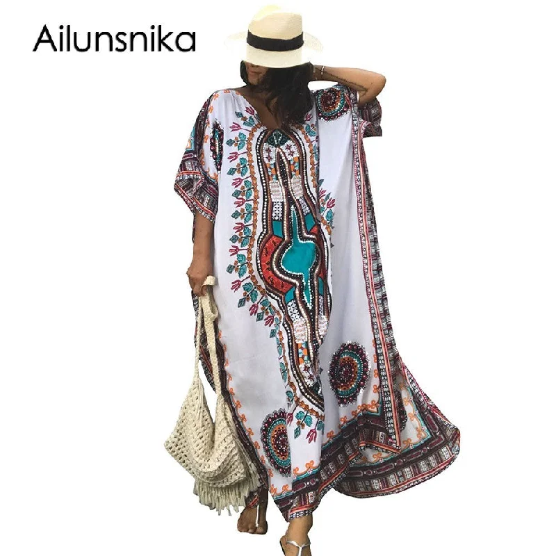 Chic Trends For The Fashion Savvy Women Summer African Ethnic Print Maxi Dresses