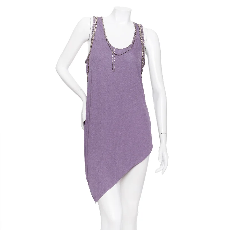 Weekend Special Vintage Femme Purple Asymmetrical Crystal Chain Tank