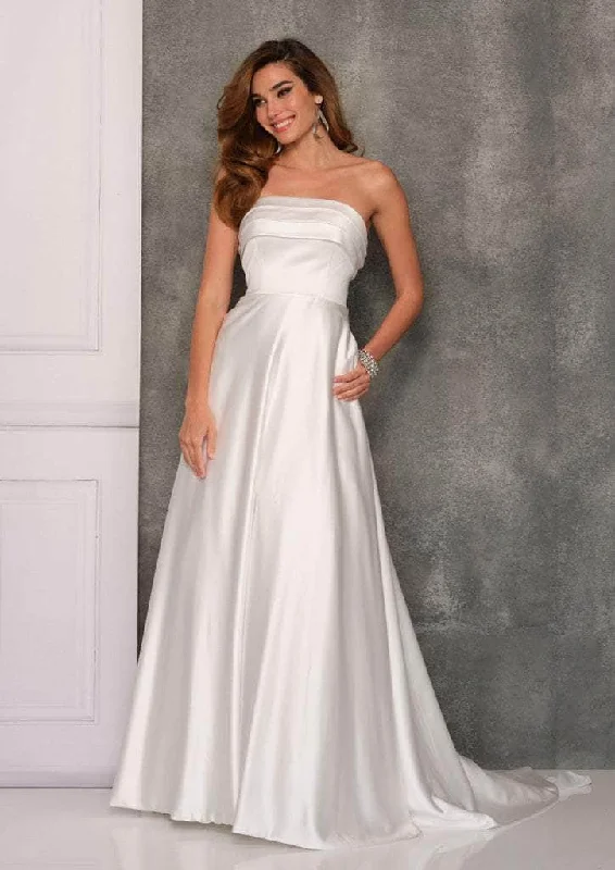 Everyday Wear Dave & Johnny Bridal A10652 - Strapless Straight Across Neck Wedding Dress