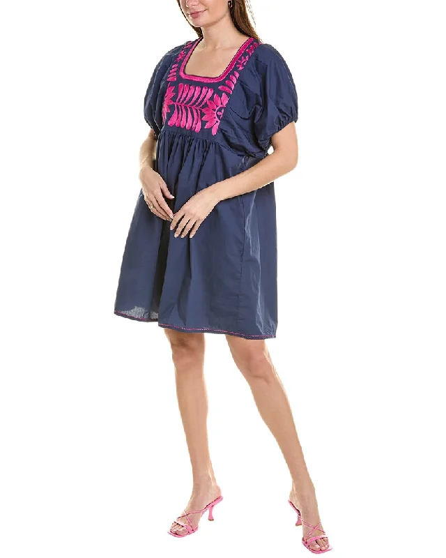 Limited Time Offer bella tu Embroidered Linen Mini Dress