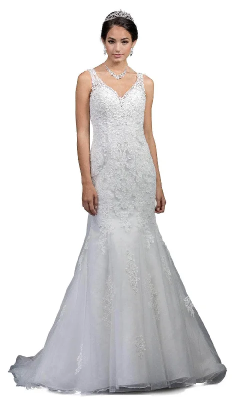 Season Appropriate Women's Collection Dancing Queen 0034 - Sleeveless V-Neck Wedding Gown