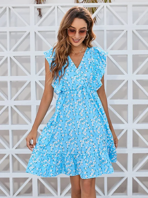 Best-Sellers Ruffled Ditsy Floral Surplice Mini Dress