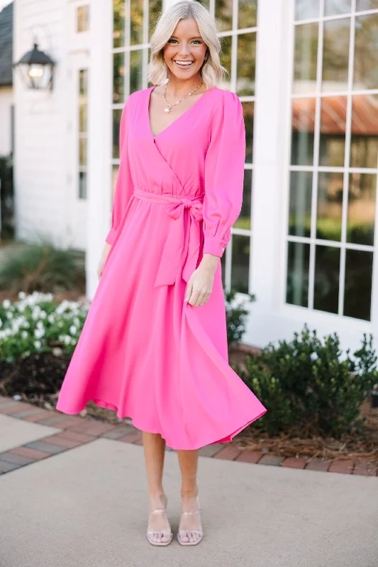 Daily Deals All About You Fuchsia Pink Midi Dress