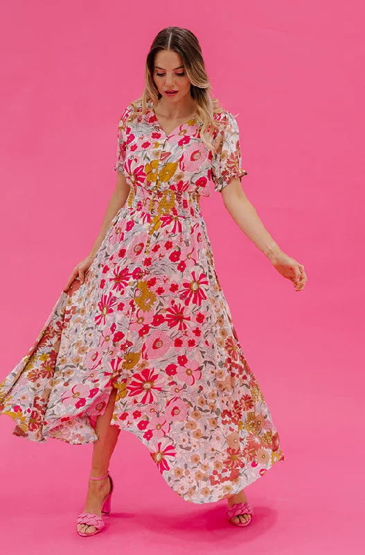 Embrace New Fashion Verona Multi Pink Floral Dress - DM Exclusive - Nursing Friendly - Maternity Friendly - FINAL SALE - FINAL FEW