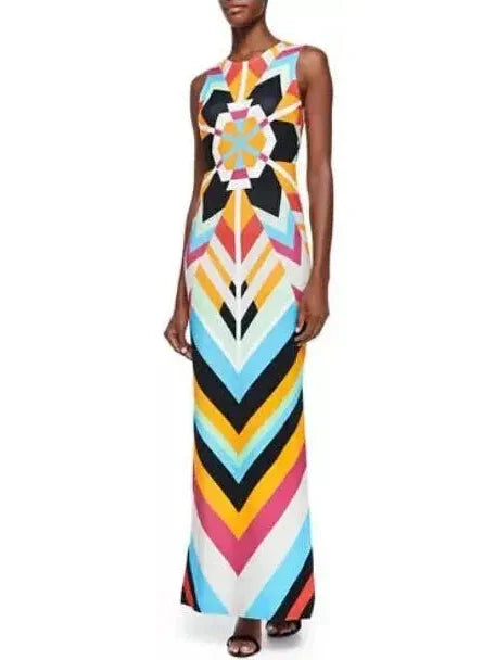 Cool Prices Colorful Long Geometric Print Maxi Dress