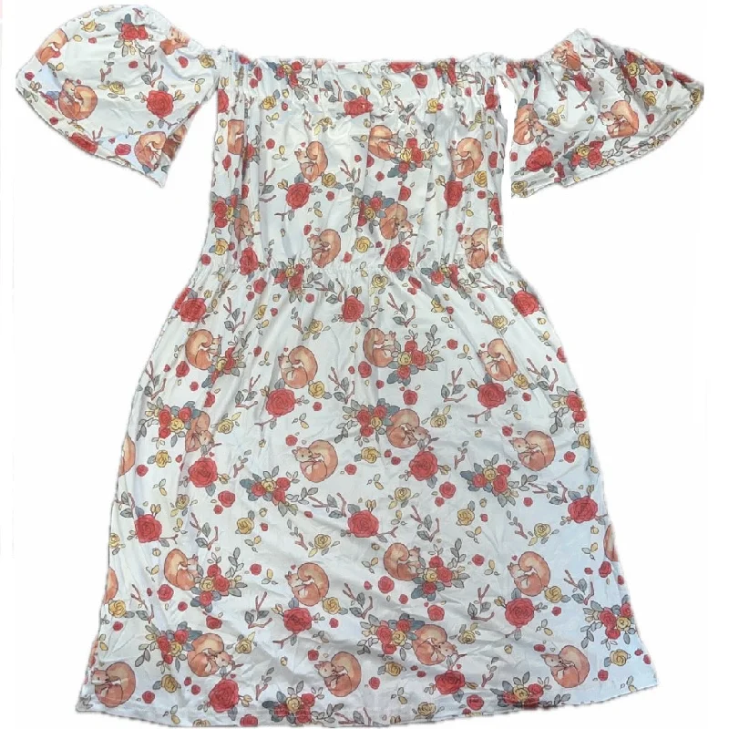 Chic Style, Always In Vogue Floral Squirrel Off the Shoulder Dress