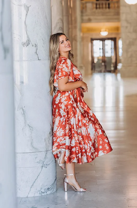 Fresh Styles, Fresh Deals Magnolia Rust Floral Dress - DM Exclusive - Nursing Friendly