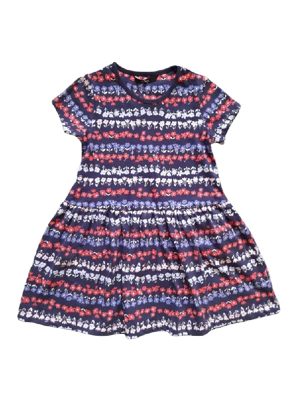 Flowing Silhouette George Blue Multi Floral Younger Girls Dress