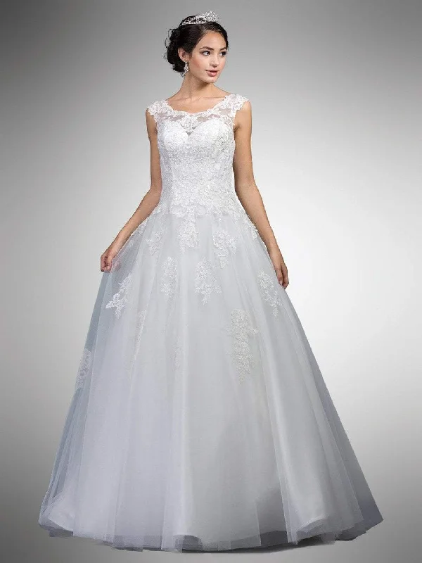 Enjoy Discount Dancing Queen Bridal - A7002 Embellished Lace Illusion Bateau Ballgown