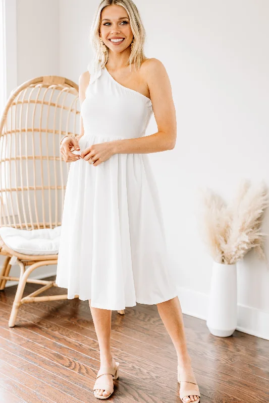 Embrace New Fashion A Night To Remember Off White One Shoulder Midi Dress