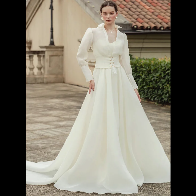 Season Offer A Line Wedding Dresses With Elegant Detachable Jacket