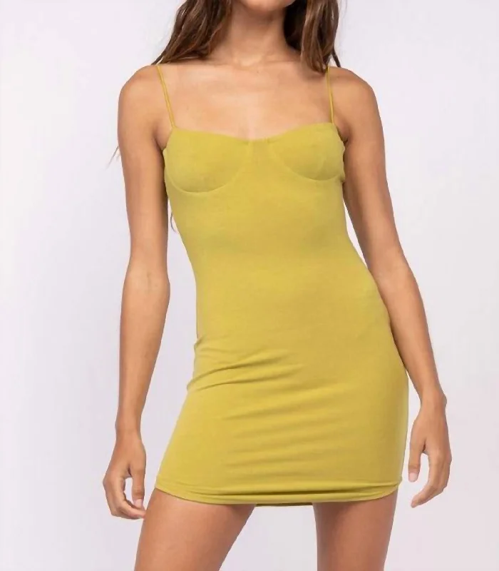 Fashion Forward Femininity Caro Mini Dress In Olive Eyes