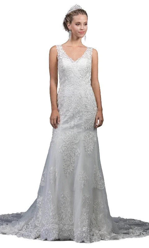 Trendy New Clothes Dancing Queen 0045 - V-Neck Mermaid Wedding Gown