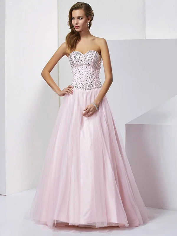 Comfort Meets Fashion Ball Gown Sweetheart Sleeveless Beading Long Satin Quinceanera Dresses