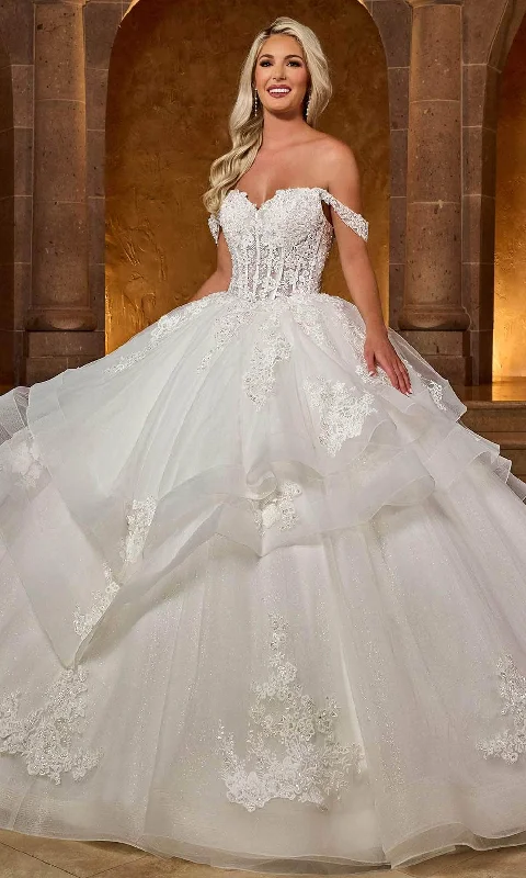 Fashion-Forward Rachel Allan RB6142 - Embellished Beaded Off-Shoulder Ballgown