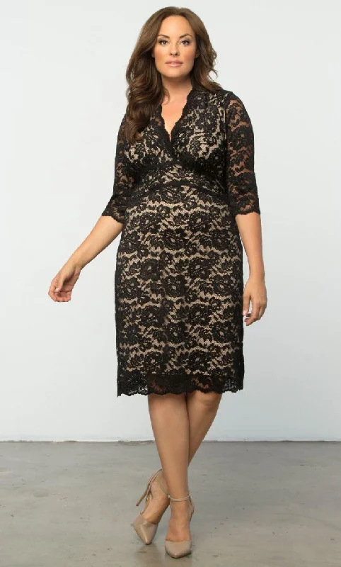 Effortless Everyday Wear Kiyonna Scalloped Boudoir Lace Short Dress