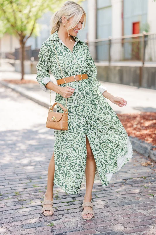 Flash Sale Starts All The Best Green Abstract Midi Dress