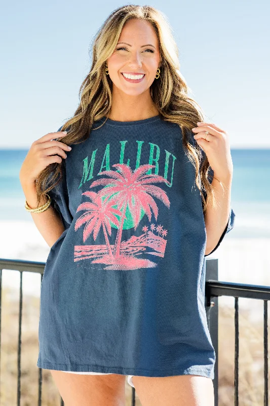 Boutique Styles Malibu Babe Boyfriend Tee, Navy