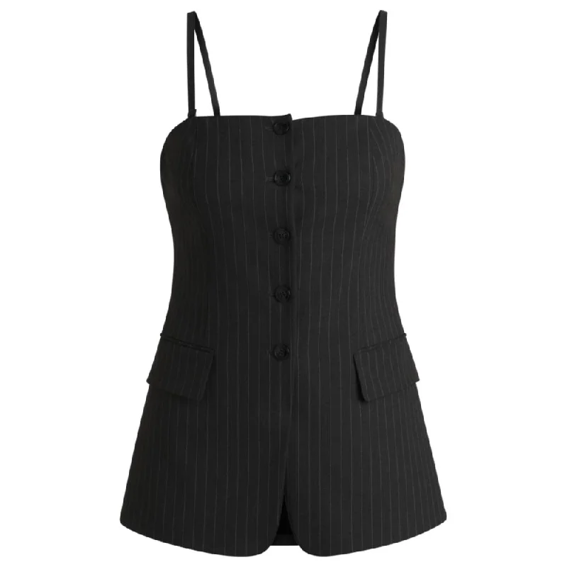 Trendy Attire For Her Regular-fit tailored vest in pinstripe stretch fabric