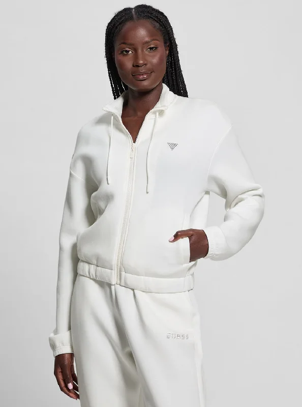 Casual Chic White Cecilia Scuba Zip Jacket