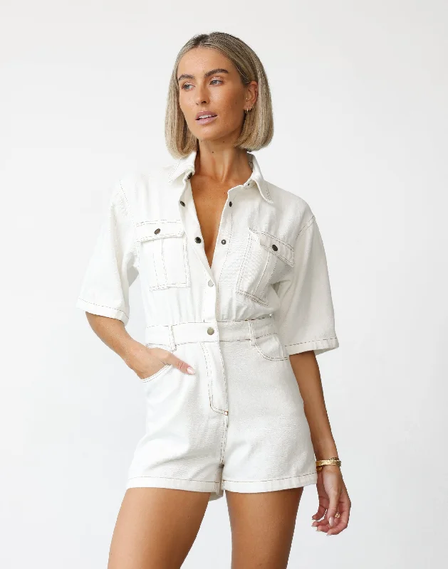 Break Fashion Norms Darcy Playsuit (White)