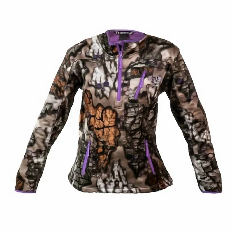 Limited Time Deal Women's 1/4 Zip Late Season Lined Pullover In Camo (With Purple Accent)