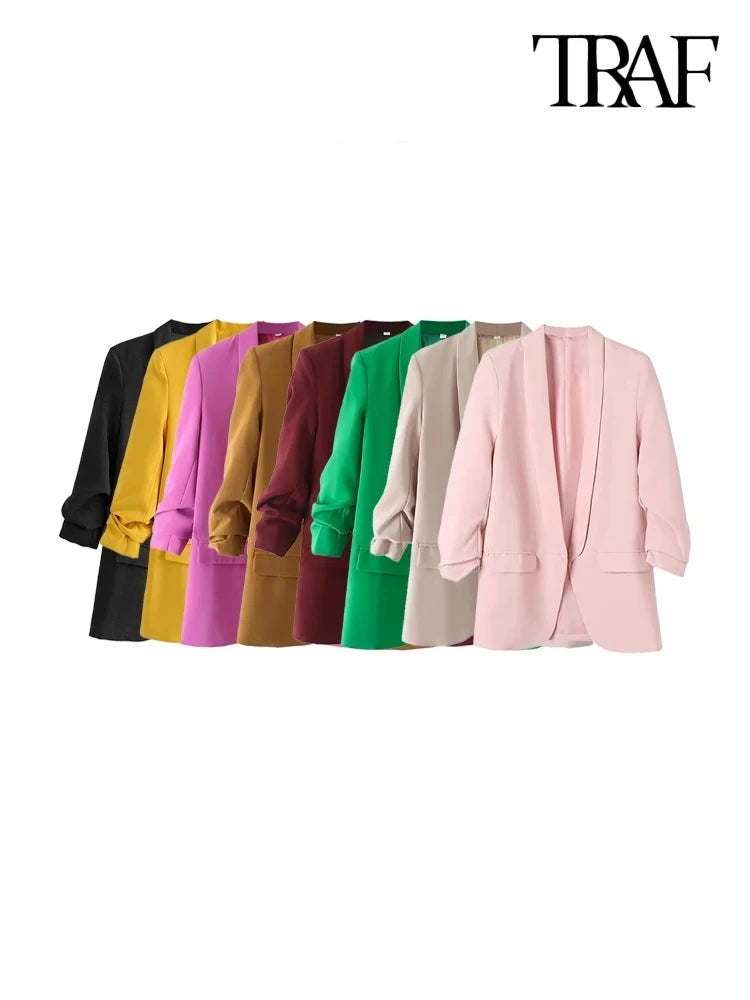 Limited - Stock Women's Office Wear Open Blazer Fashion Designer Jackets