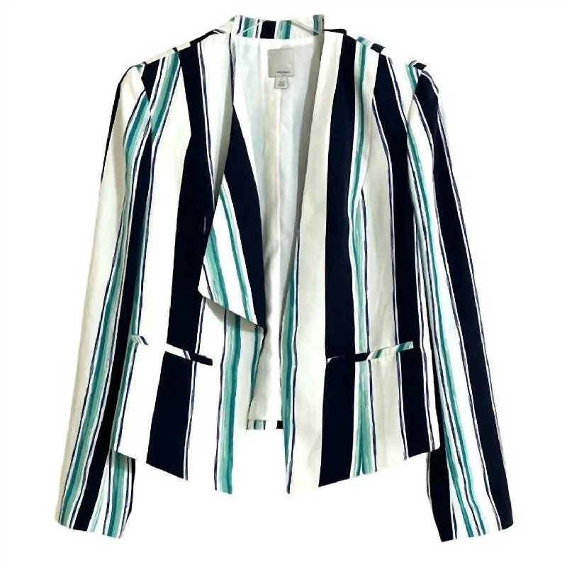 Insane Discount Onslaught Women's Striped Open Front Blazer In Multicolor