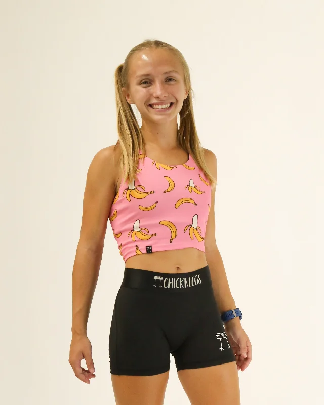 Vibrant Styles Women's Pink Bananas PWR Crop Top