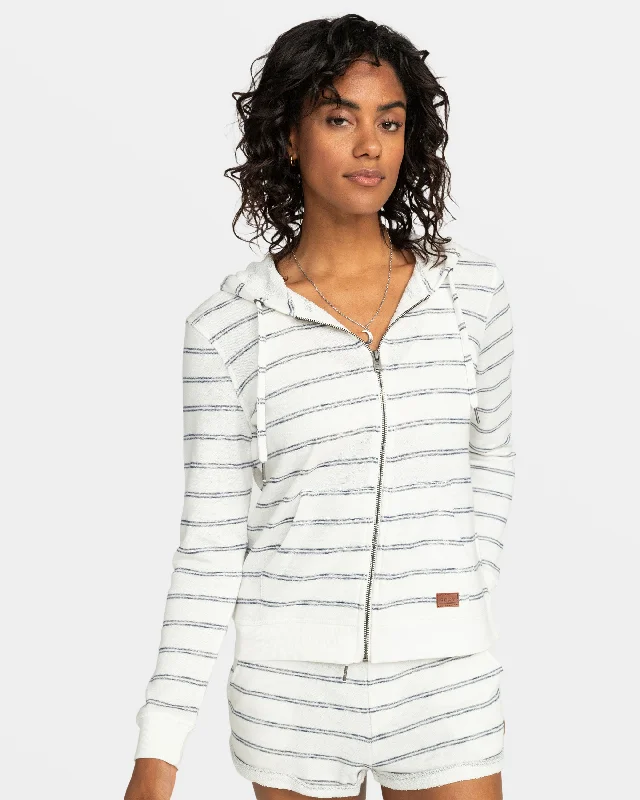 Exclusive Sale Perfect Wave Stripes Zip Hoodie - Snow White Horiz Will Stripes