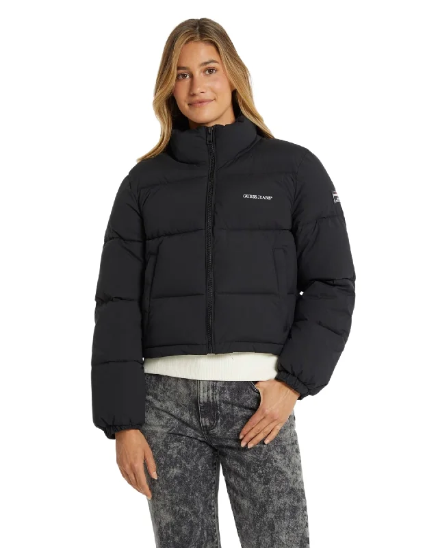 Graceful Cut Guess Jeans Cropped Puffer Jacket