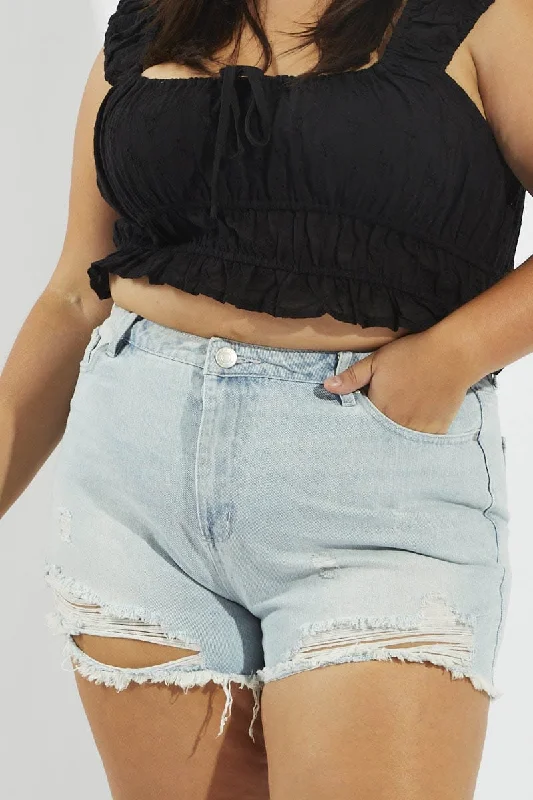 Versatile Style Wardrobe Denim Relaxed Shorts High Rise