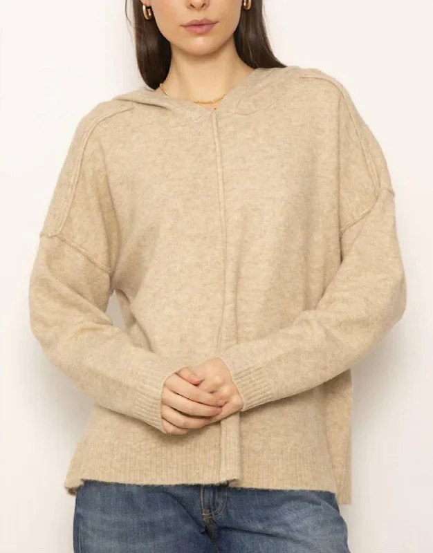 Sleek Design Deacon Dolman Hoodie In Oatmeal