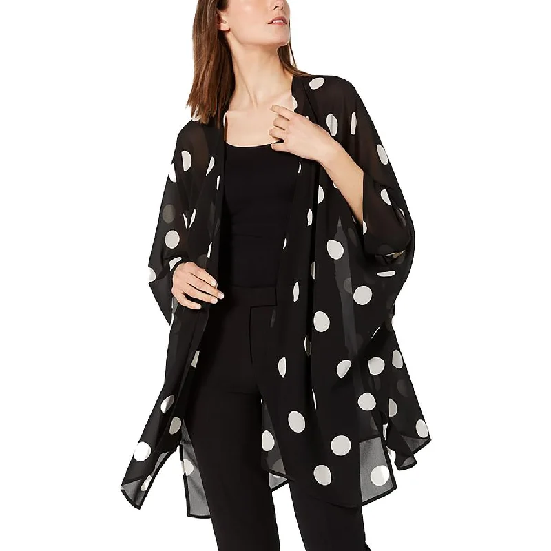 Chic Outfits Womens Chiffon Polka Dot Duster Blazer