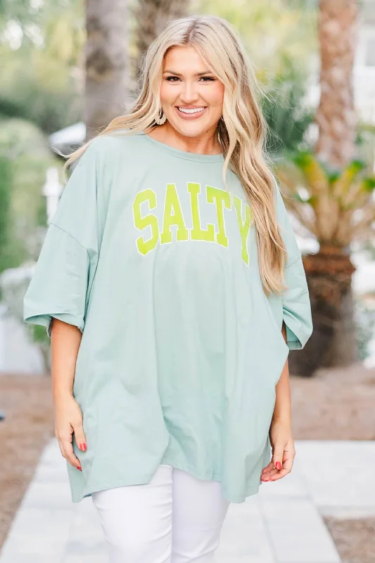 Relaxed Style Salty Days Boyfriend Tee, Dusty Green