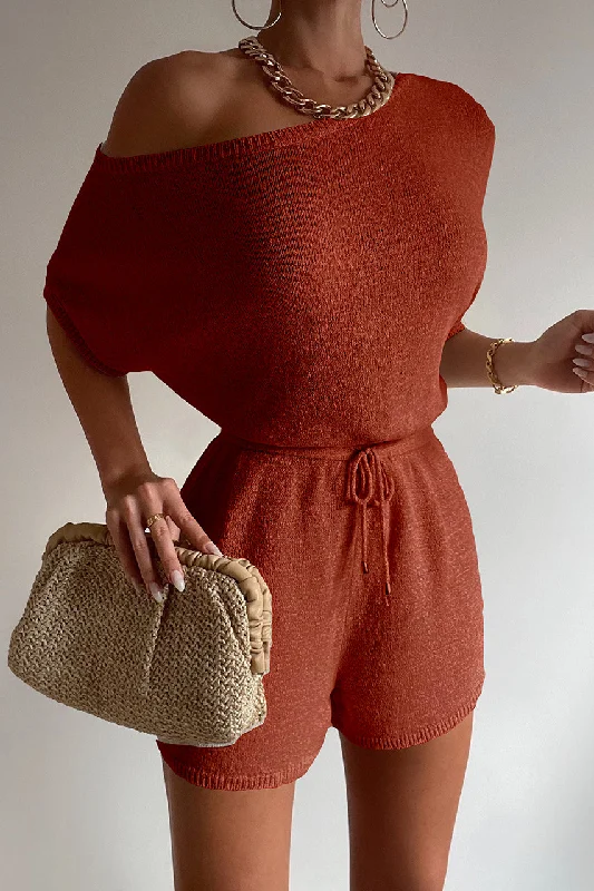 Comfortable Chic MIAMI KNIT PLAYSUIT - RUST