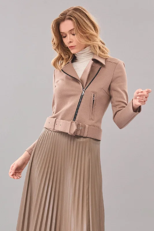 Effortless Grace Cotton Neoprene Moto Jacket