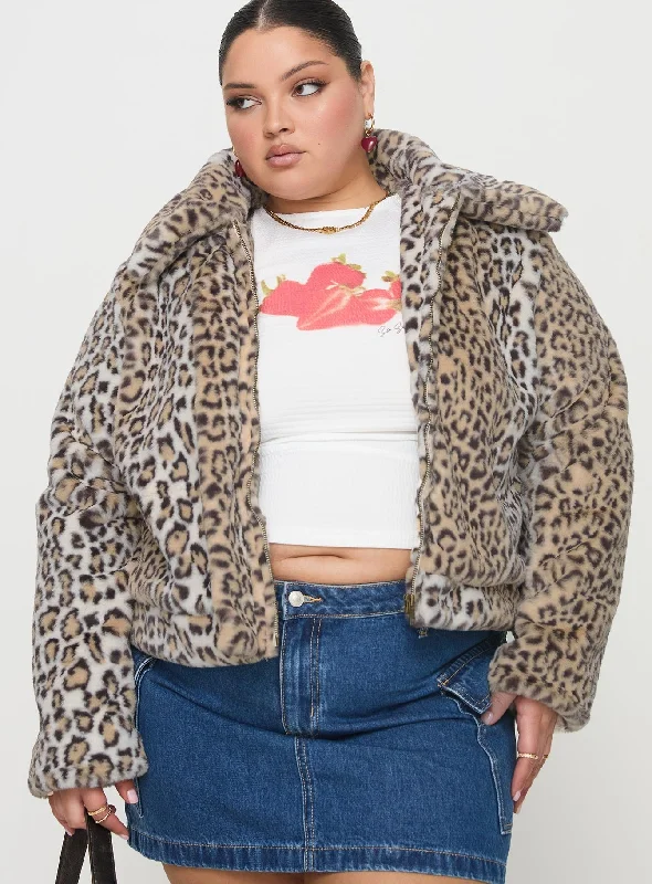 End - Of - Month Blowout Popstar Jacket Cream Cheetah Curve