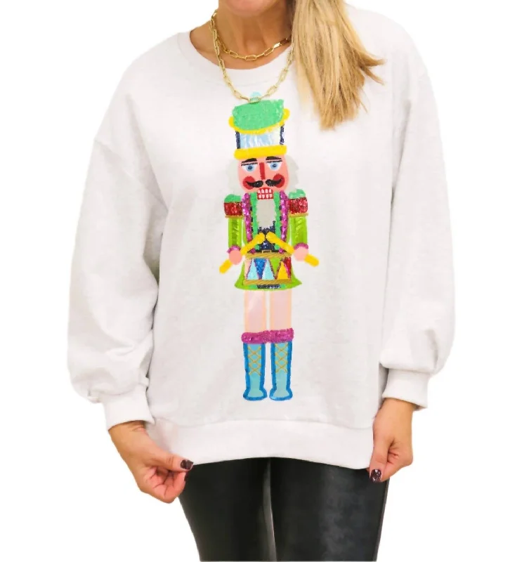 Chic Outfits Drummer Nutcracker Sweatshirt In Heather Grey