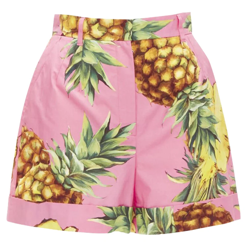 Relaxed Style Dolce & Gabbana Pineapple print A-line high waisted shorts