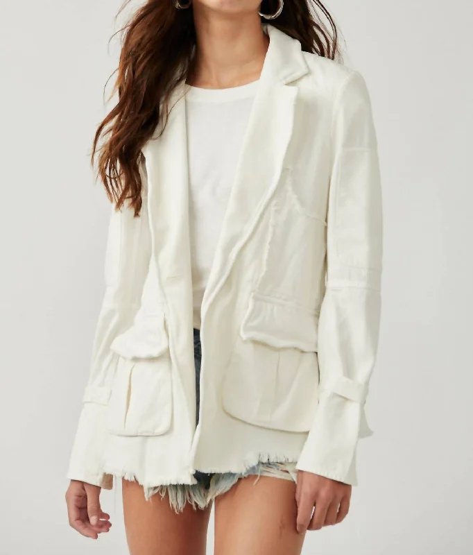 Graceful Drape Harlow Blazer In Ecru