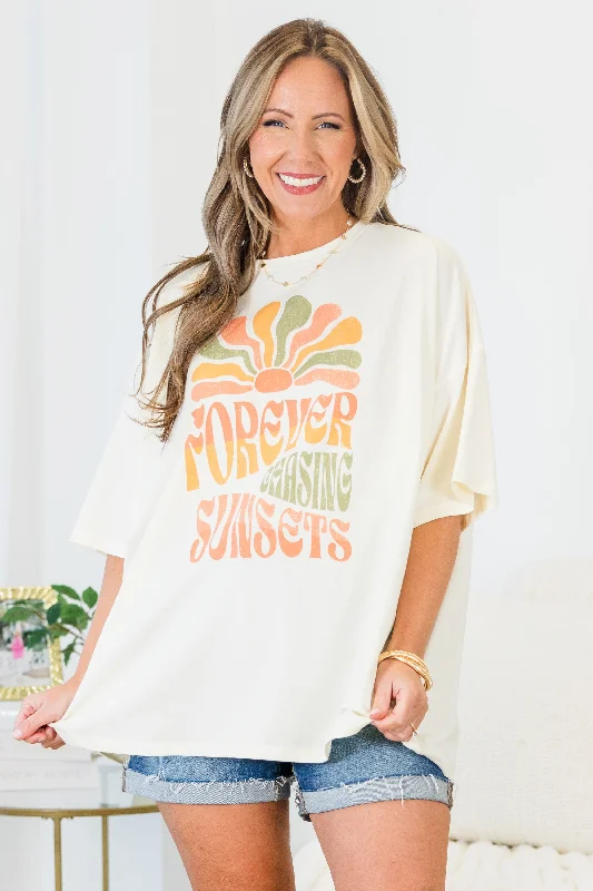 Exclusive Sale Chase Forever Boyfriend Tee, Ivory