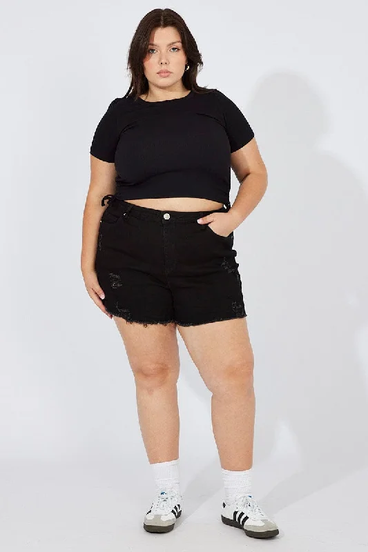 Chic & Cozy Collection Black Skinny Shorts High Rise